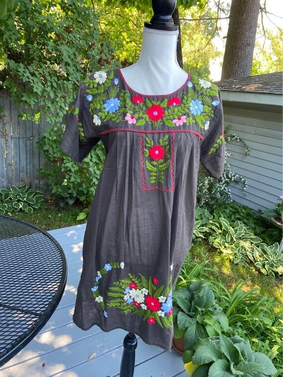 Embroidered Mexican Peasant Dress - image 1