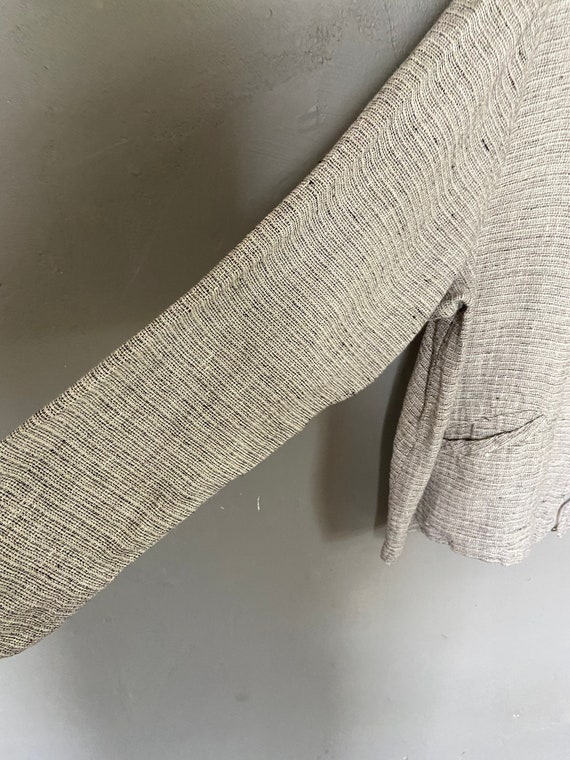 Vintage FLAX Linen Cotton Gray and white Jacket - image 3