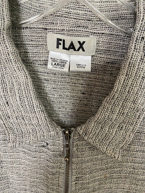 Vintage FLAX Linen Cotton Gray and white Jacket - image 1