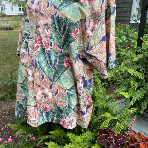 Vintage Cotton Hawaiian Button Up Floral Shirt XL