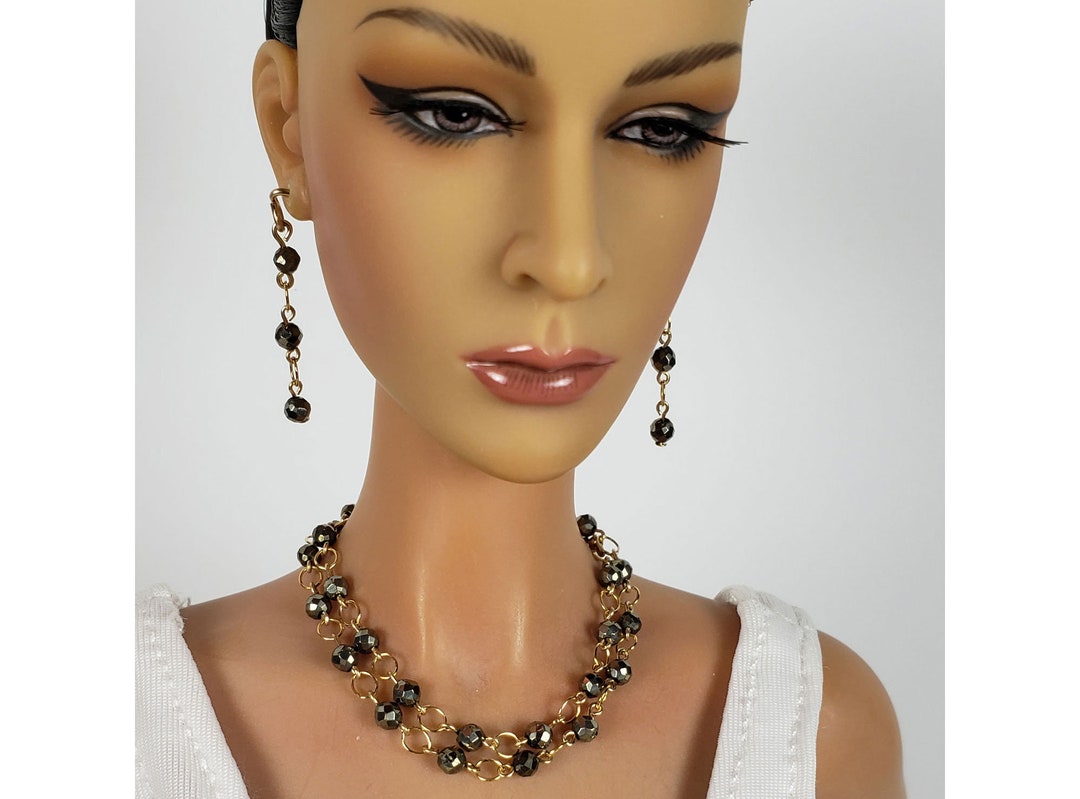 Genuine Iron Pyrite Gemstones Jewelry Set for All 1617 Fashion Dolls
