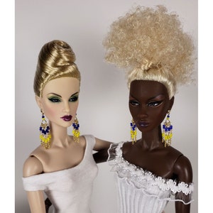 11-12&quot; & 16&quot; Fashion Doll Earrings For Charity - 14K Gold Filled Ukraine Colors for All 11-12&quot; Fashion Dolls!