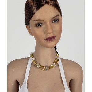 14K GF Swarovski Crystal &quot;Clear AB&quot; Action Figure Doll Necklace for Phicen TBLeague More!
