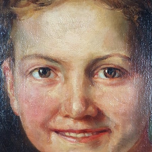 Antique Painting Friedrich Fehr German, 1862-1927 Oil Canvas Original Old Young Girl Portrait image 2