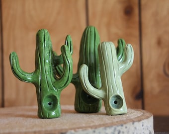 Cactus Pipe ceramic tobacco  - cacti desert handmade one of a kind - for tobacco use only - smoke clay pipe - glass smoking pipes