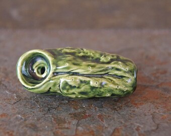 mini green Pickle Pipe ceramic tobacco - blue pickle cucumber  handmade one of a kindtobacco use only - smoke clay pipe - glass smoking
