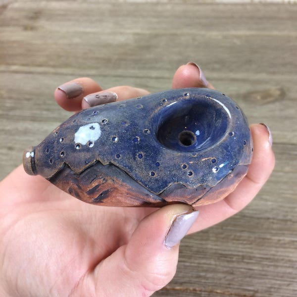 SALE blue mountain Pipe ceramic pipe for smoking tobacco nature explore handmade one of a kind - for tobacco use only - glass smoking pipe