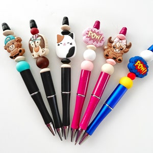 Back to School Fun Pen | Teacher Gift | Student Gift | Beaded Pen | Cow Hedehog POW Pen