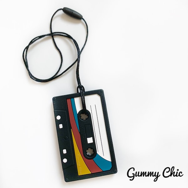 Gummy Chic Cassette Tape Mix Chewelry for Kids |  Retro Gift Fidget Stim Chewy Necklace | Sensory Chew for Adults and Kids