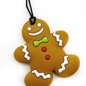 Gingerbread Man Chewlery Necklace: Sensory Fidget Toy for Kids