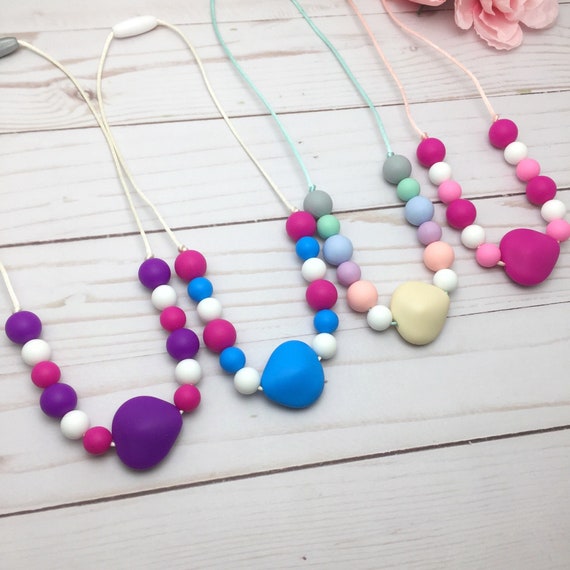Silicone Teething Pendant Necklace Baby Sensory Jewellery Teether Raccoon UK