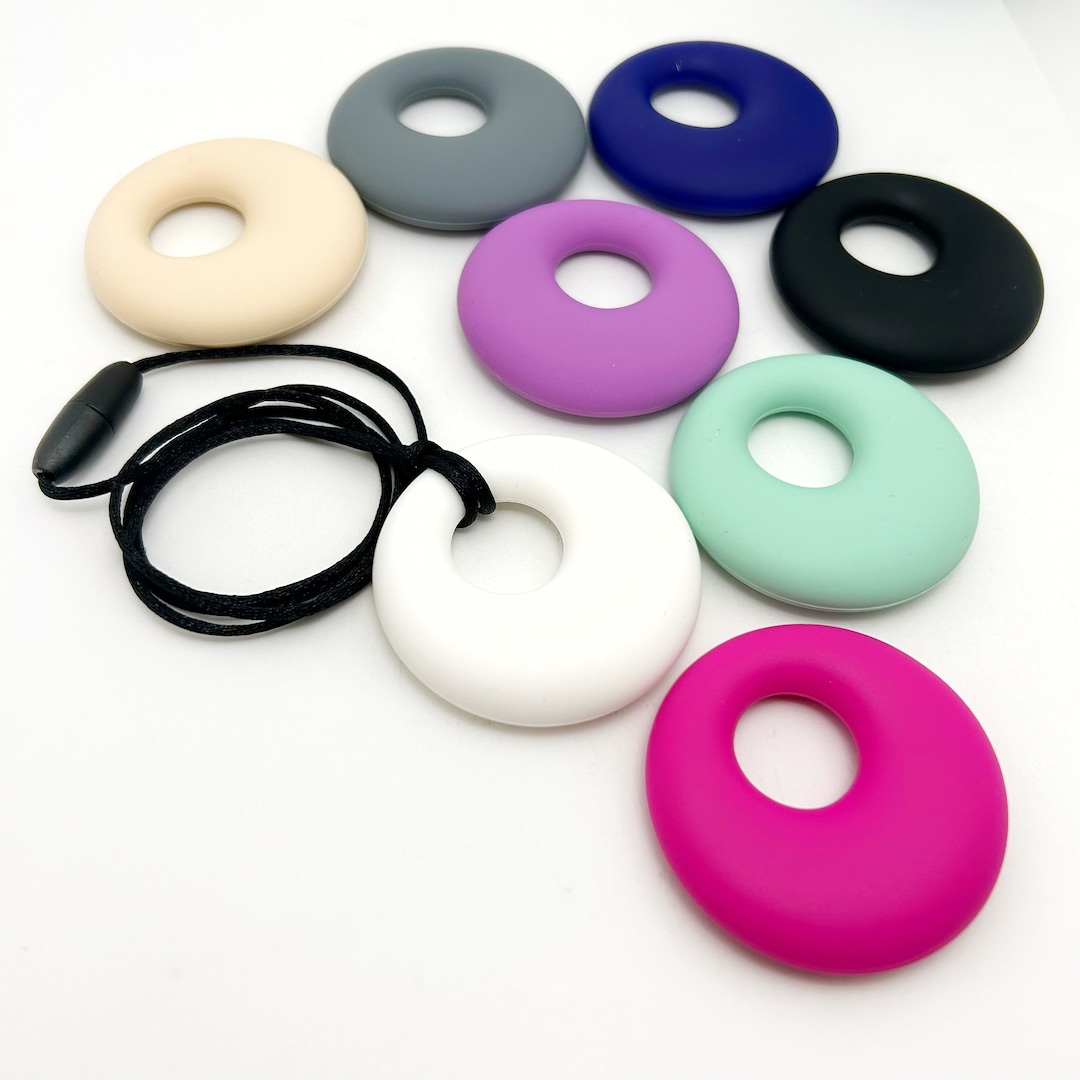 Sensory Chew Necklace for Adults & Teens: Discreet Silicone Pendant Set ...