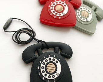 Nostalgie Wählscheibe Telefon Angst Halskette | Sensorische kauen Anhänger | Geschenk für Teen Autismus | Fidget Halskette
