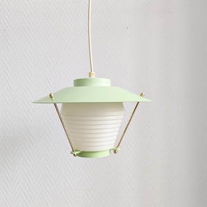 Mid Century Lamp, Vintage Hanging Lamp, Hawill Plastic, Ceiling Lamp Pastel