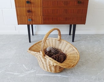 Vintage rattan basket, decorative wicker basket