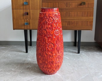 Bodenvase Scheurich Bernina, Keramik Vase rot orange