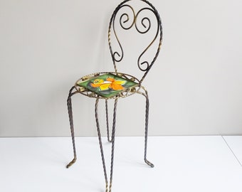 Wrought Iron Flower Stool - Iron Plant Stand - Mid Century Stool