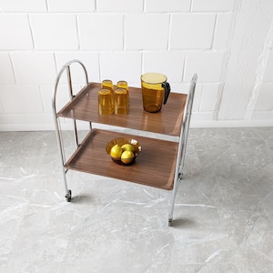 Vintage serving trolley in dinette style, foldable bar trolley