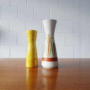 Vintage Scheurich vases, mid century ceramic vases, yellow home decor