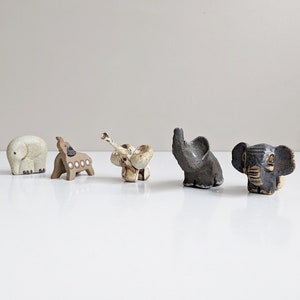 Ceramic elephant, vintage elephant figurine, handmade animal sculpture