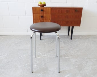 brown stool with chrome frame
