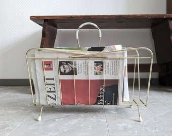 Newspaper rack metal, magazine rack vintage, magazine rack gold colored