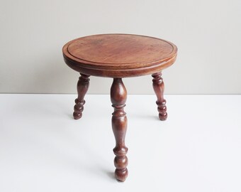 Rustic tripod stool, round wooden stool, turned stool or side table
