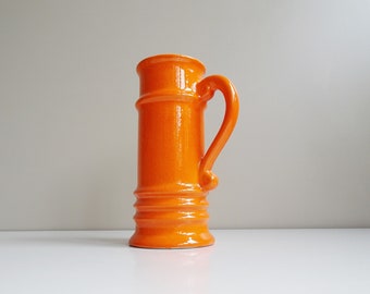 hohe Vase - 70er Keramik - orange Deko