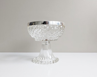 Walther glass bowl, vintage footed bowl