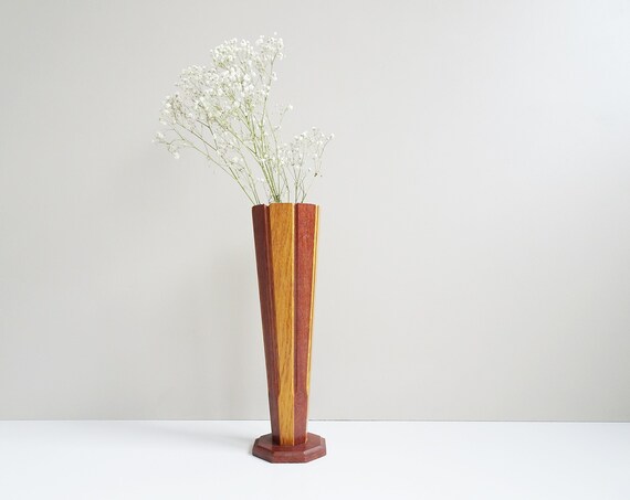 Oak Vase, Mid Century Wood Vase