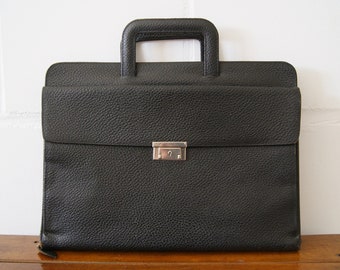 black briefcase, vintage document bag