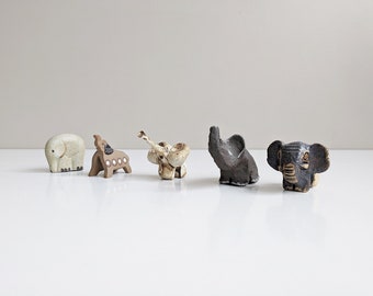 Keramik Elefant, Vintage Elefantenfigur, handgefertigte Tierskulptur