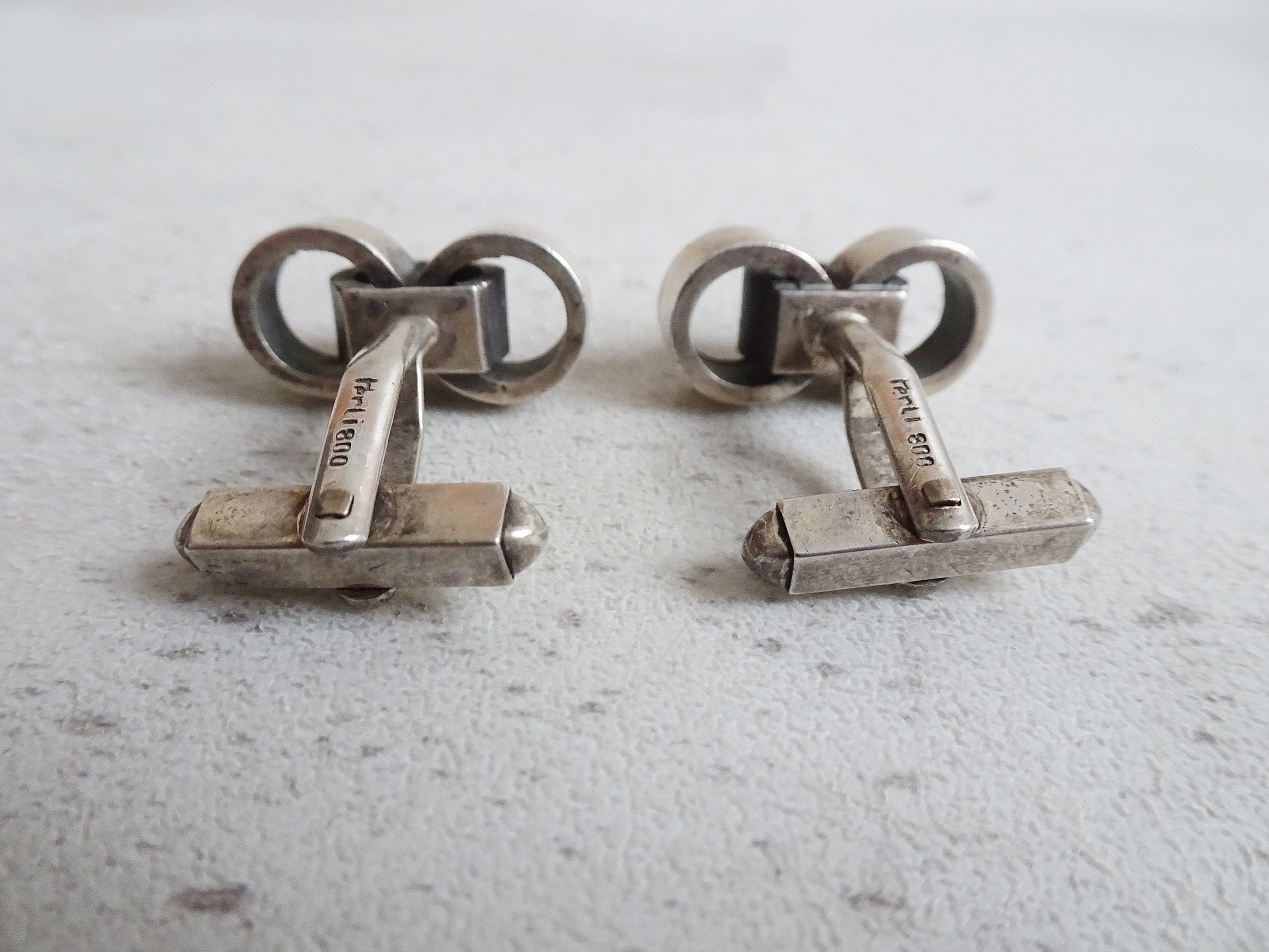 Boutons De Manchette Anciens En Argent Rhodié Et Vermeil Des Années 60/70 - Occasion Très Bon état