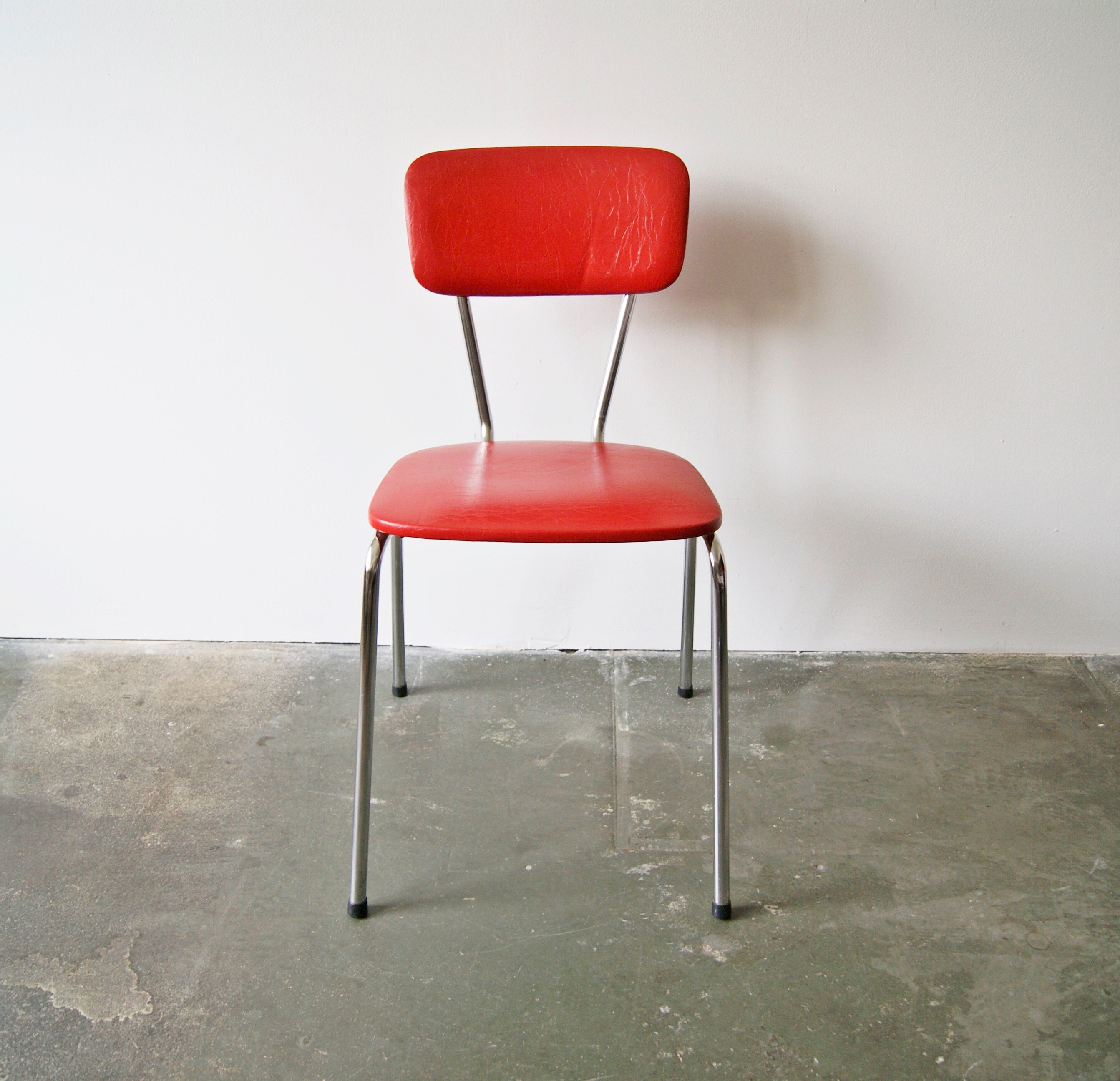 Set Of Red Chairs In Chrome Kitchen Chairs Side Chair