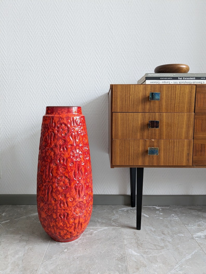 Bodenvase Scheurich Bernina, Keramik Vase rot orange zdjęcie 10