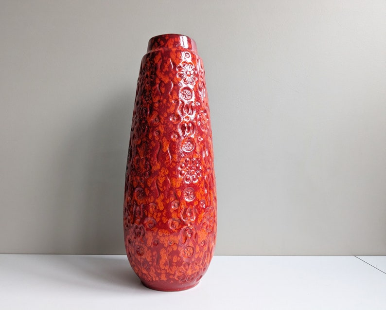 Bodenvase Scheurich Bernina, Keramik Vase rot orange zdjęcie 6