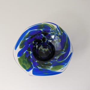 Glaskunst Schale mehrfarbig, bunte Glasschale, Mid Century Glas