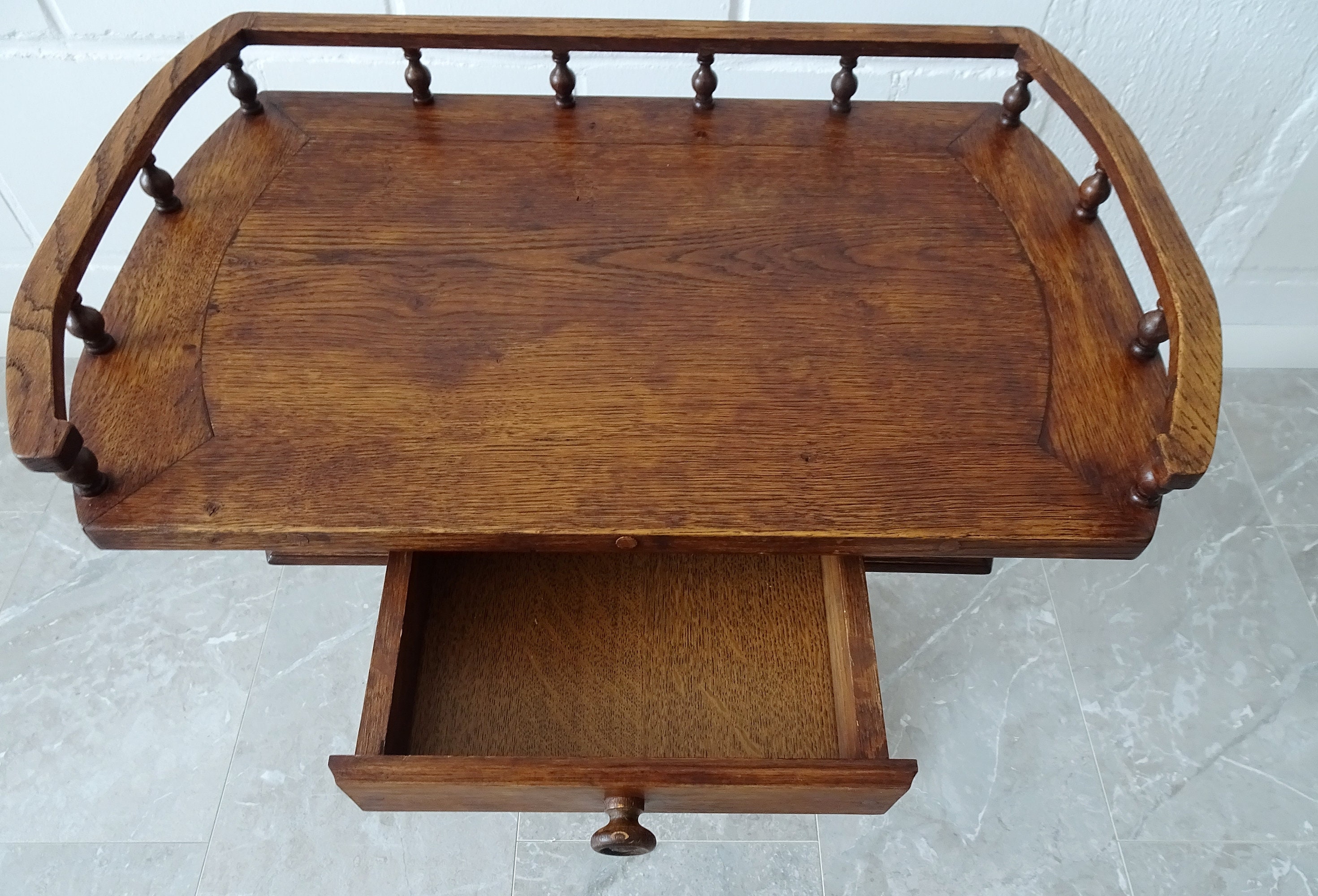 Konsolentisch aus Eichenholz mit Schublade im antiken Stil | Etsy