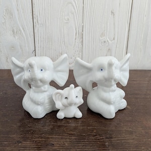 Elephant decoration, elephant family made of porcelain