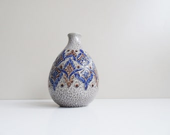 rustikale Vase mit Ritzdekor von Marzi Remy, Studiokeramik 80er Jahre