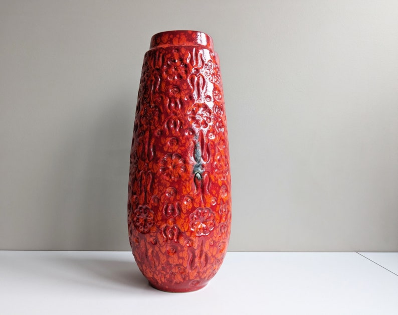 Bodenvase Scheurich Bernina, Keramik Vase rot orange zdjęcie 4