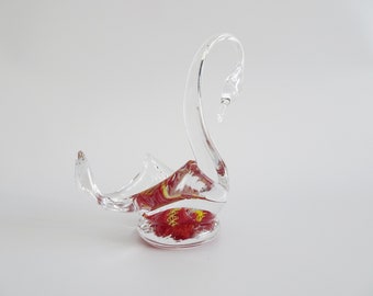 Glasschwan mit buntem Farbverlauf, Mid Century Glaskunst