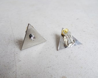 dreieckige Ohrclips aus Edelstahl mit Strassstein, geometrischer Modeschmuck