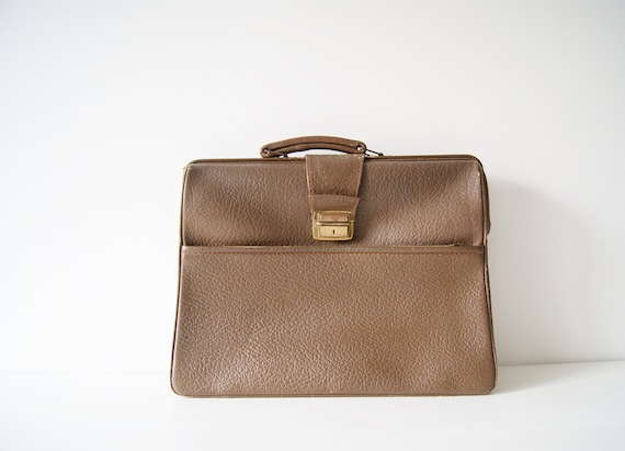 Briefcase 50s in brown leather, work bag, document