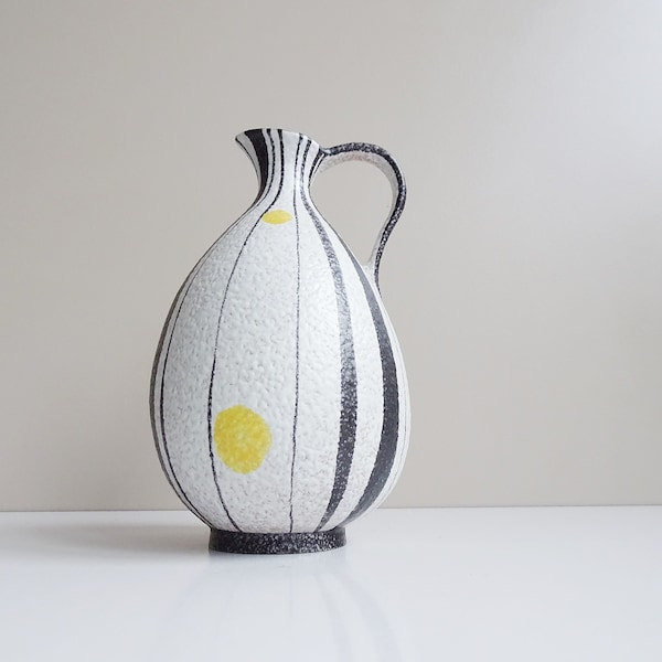 Ruscha Keramik Domino Dekor, Cilli Wörsdörfer Vase, Mid Century Krugvase