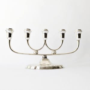 Candeliere WMF a 5 bracci placcato argento | Portacandele vintage degli anni '30 | Decorazione da tavolo con candeliere Art Déco