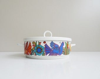 Villeroy and Boch Acapulco casserole dish with lid, round oven dish with handles, vintage vegetable bowl
