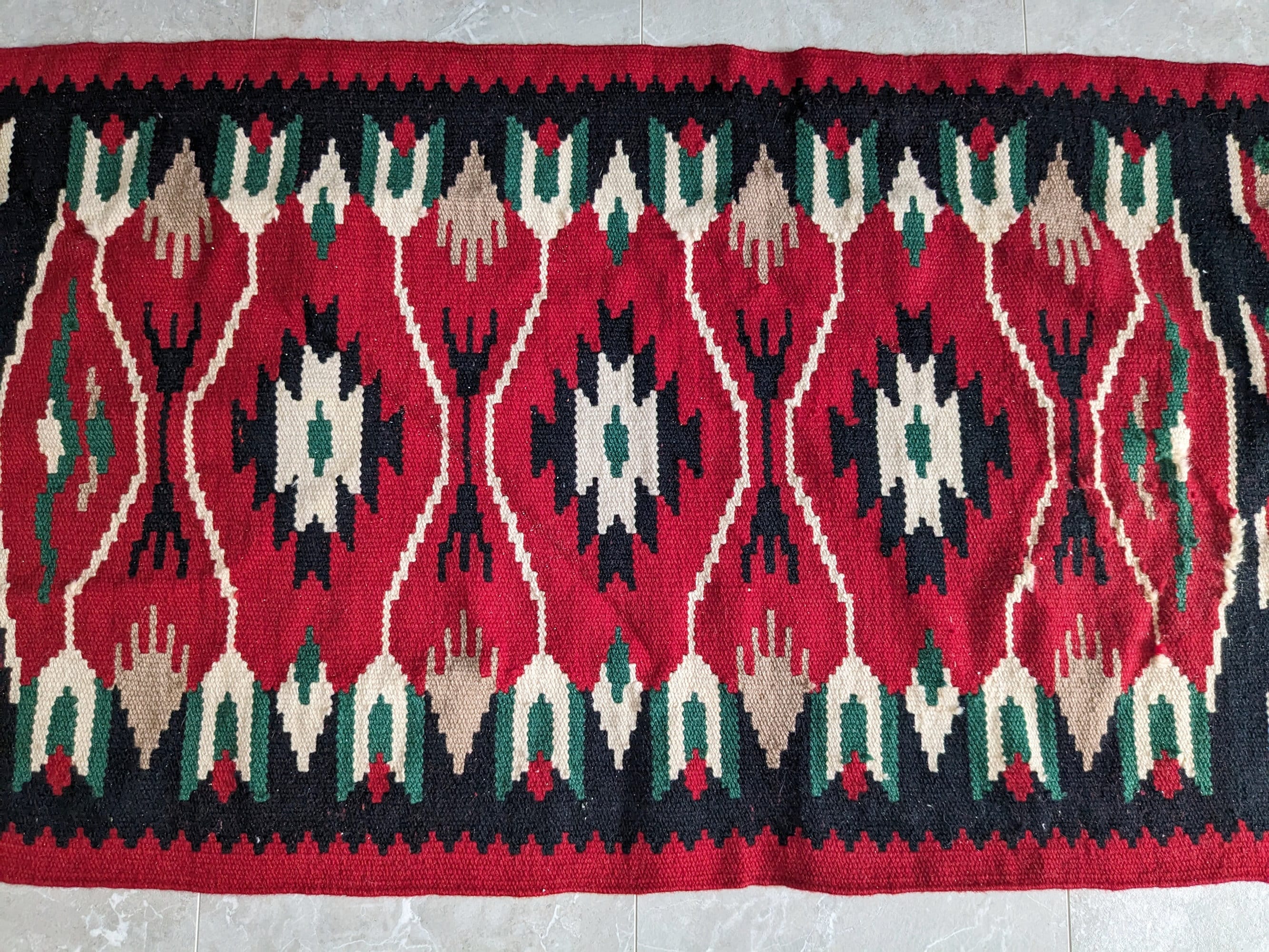 Grand Tapis Kilim Laine Tissé Main (185x126 Cm) Motif Géométrique - Afghanistan