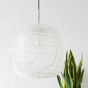 Doria lamp, large pendant lamp made of glass, mid century hanging lamp