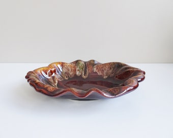 Vintage Schale mit wellenförmigem Design, Mid Century Keramik